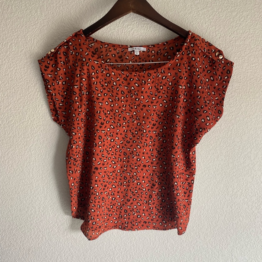 Burnt Orange Cheetah Print Top